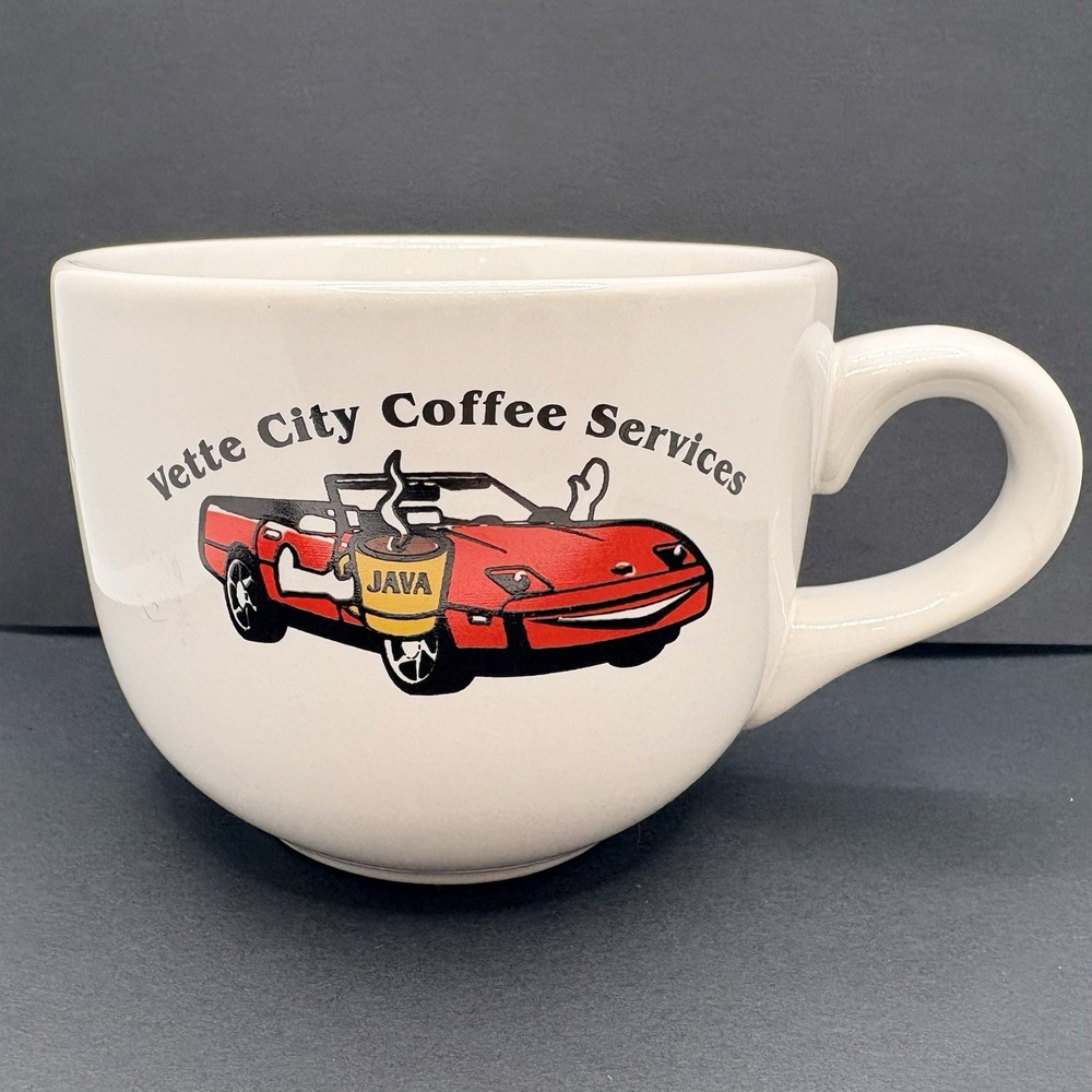 Vintage Corvette Coffee Mug Vette City Coffee‎ Services 16oz Large Ceramic Mug